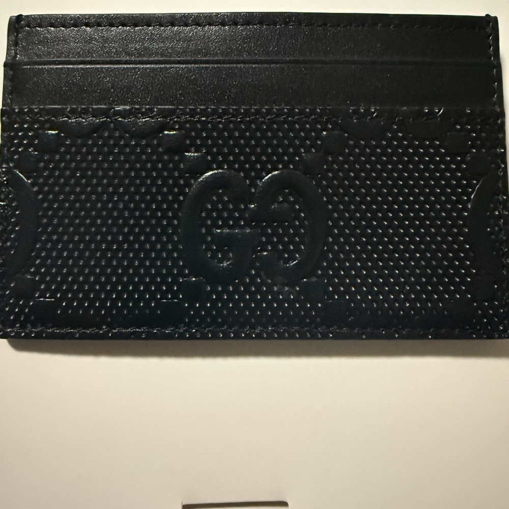 Authentic Gucci Black GG leather Card Holder